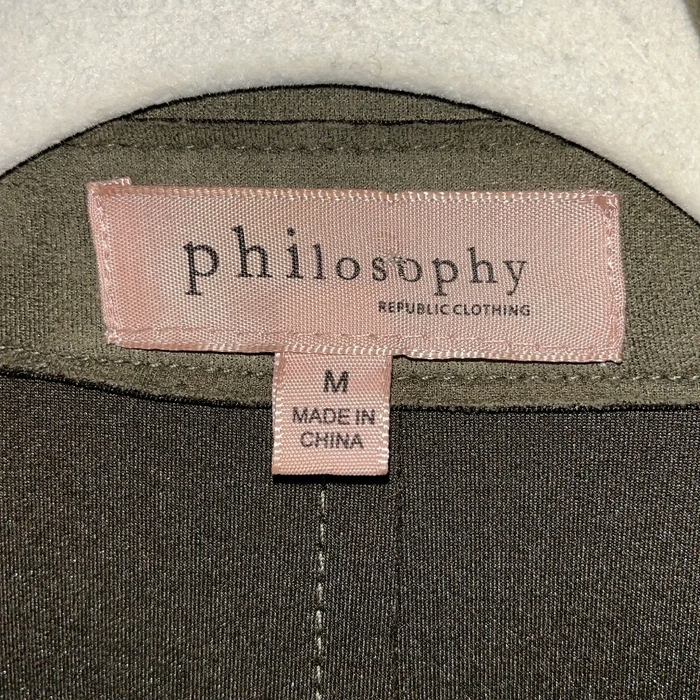 Philosophy faux leather trench belt wrap Sz M olive green - Picture 7 of 13